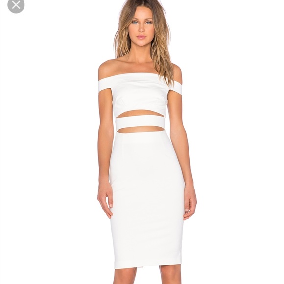 off shoulder cut out midi dress